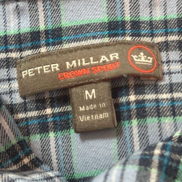 Peter Millar Shirt Mens Medium Crown Sport Plaid Button Preppy Casual Poly Blend - Picture 5 of 8